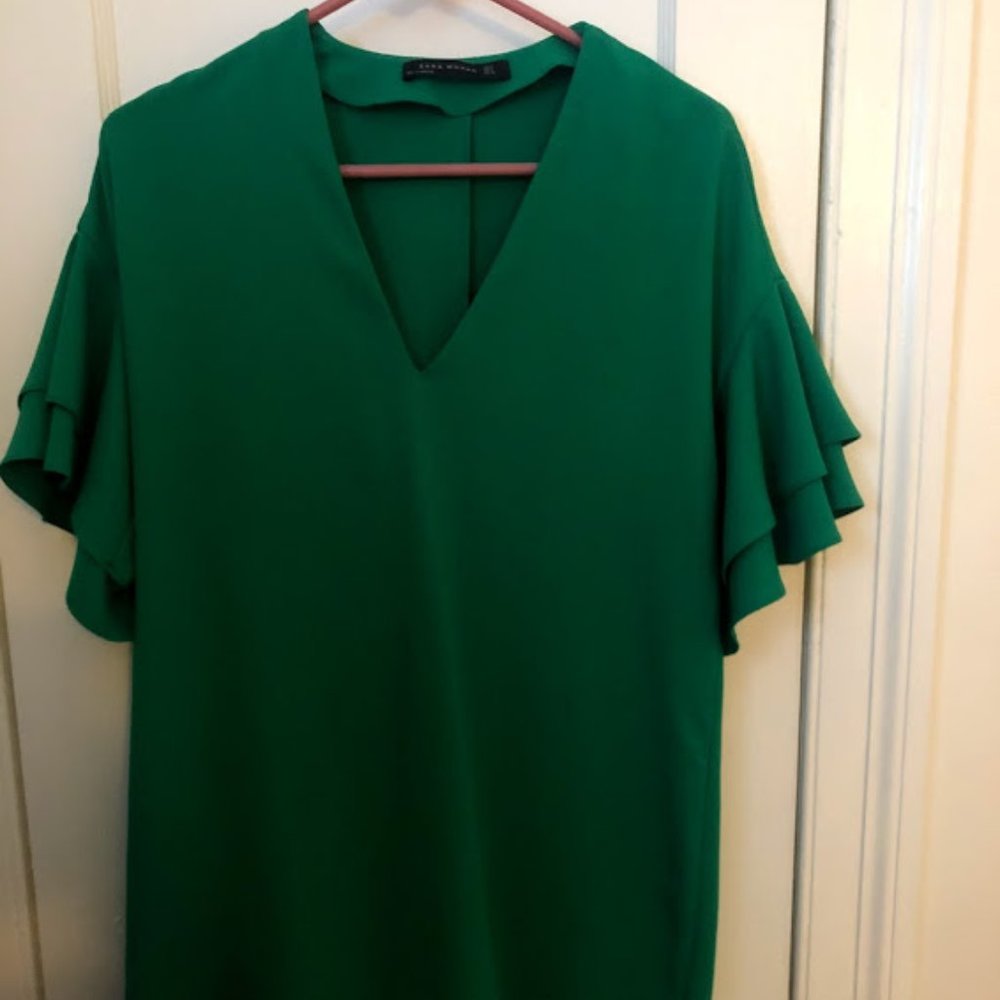 Zara box dress in kelly green- small